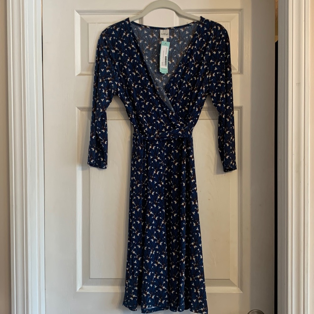 Stitch Fix Kaileigh Charlotte Faux Wrap Knit Dress Navy- Small